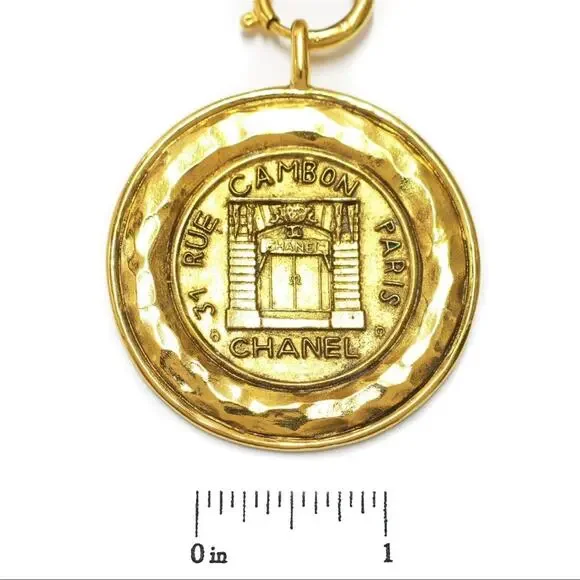 CHANEL Gold Plated CC Logos Cambon Charm Vintage Necklace Pendant - Picture 3 of 6